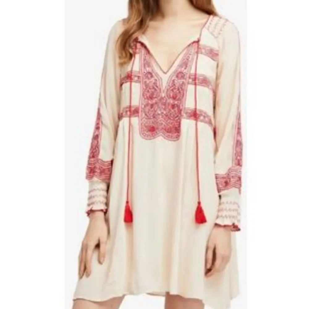Free People Wind Willow Embroidered Mini Dress